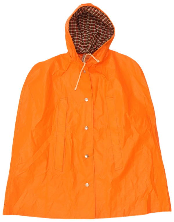 Capa de chuva feminina vintage com capuz UK 18 XL laranja