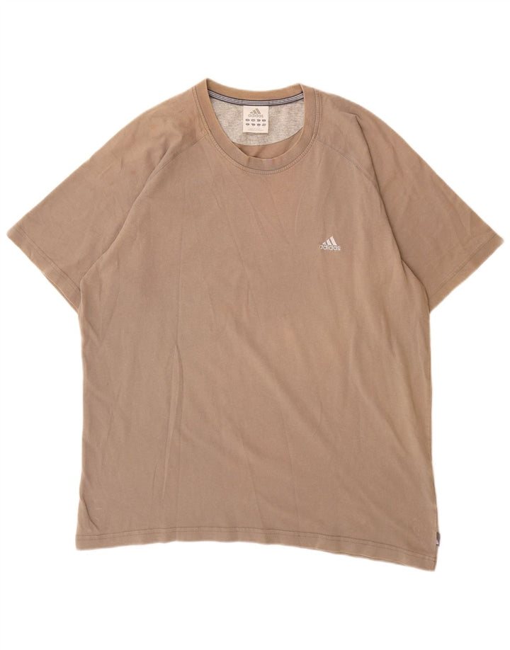 Adidas Mens Camiseta Top Grande Algodão Cinza