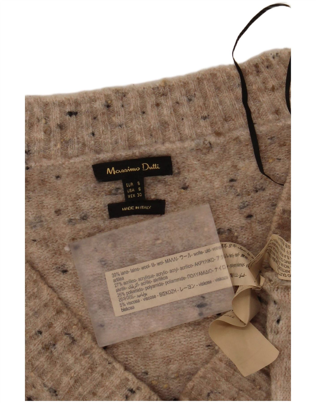 Vestido jumper feminino Massimo Dutti de manga comprida Reino Unido 10 pequeno cinza manchado