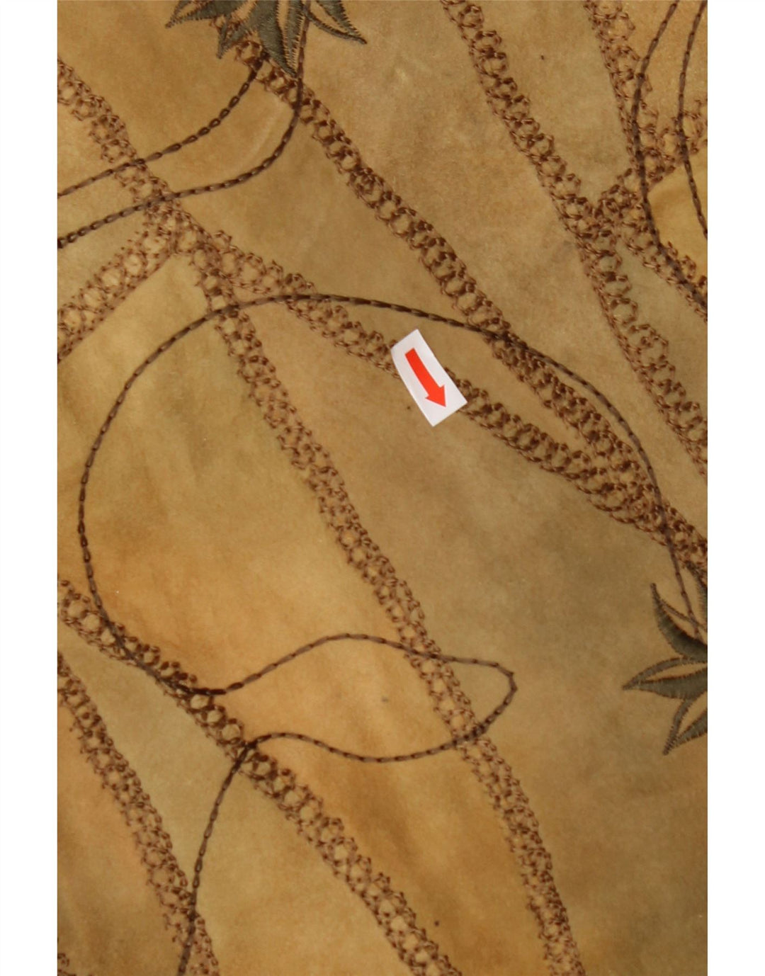 Colete feminino de camurça VINTAGE EU 38 couro floral marrom médio