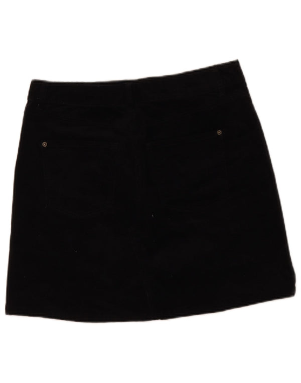 Mini saia de veludo cotelê feminina Marks & Spencer Reino Unido 12 médio W30 algodão preto