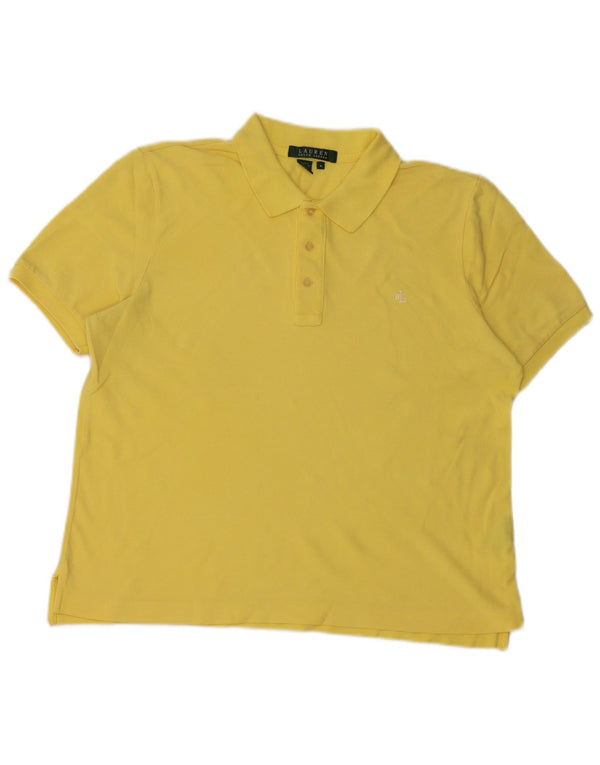 Camisa polo feminina RALPH LAUREN Reino Unido 14 algodão amarelo médio
