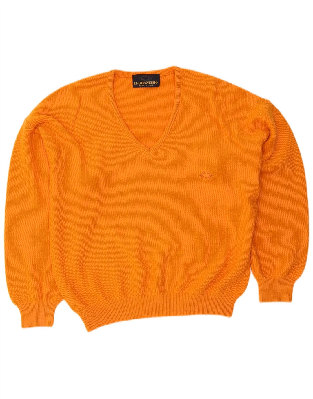 Il Granchio Suéter masculino com decote em V laranja médio