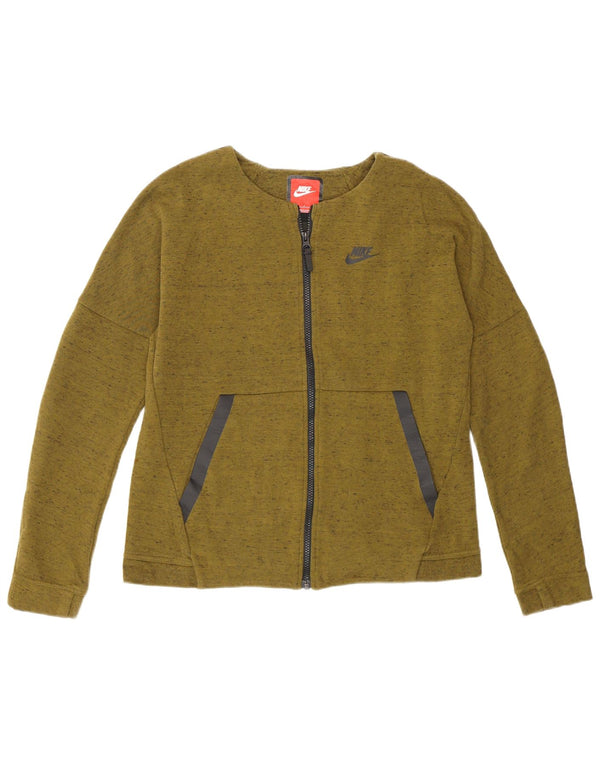 Nike Womens Loose Fit Tracksuit Top Jacket UK 10 Pequeno Cáqui Flecked Algodão