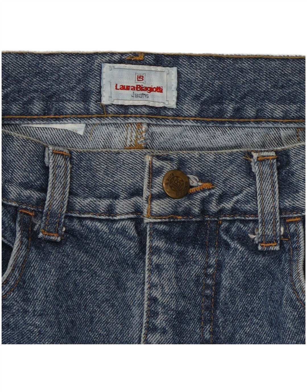 Saia jeans feminina Laura Biagiotti W28 azul médio clássico