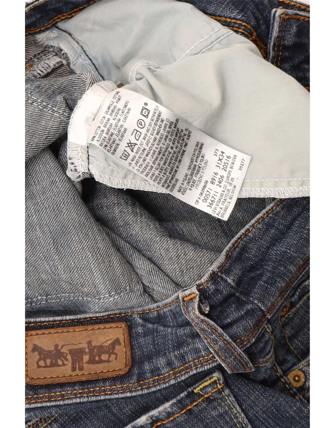 Levi's Masculino 571 Slim Jeans W31 L34 Azul Algodão