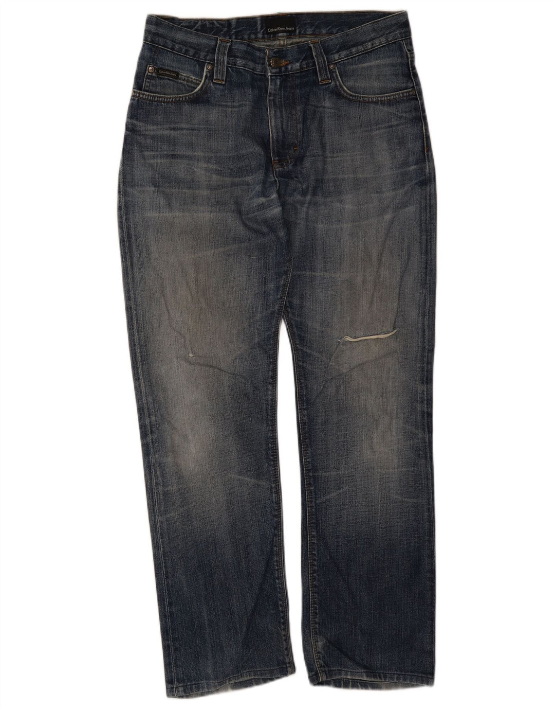 Calça jeans masculina Calvin Klein desgastada W30 L23 azul