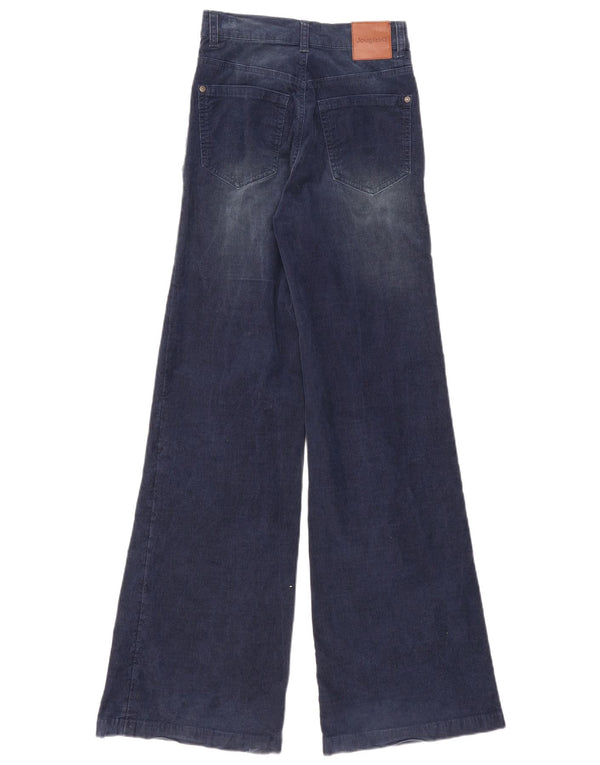 Calça feminina de veludo Desigual cintura alta EU 34 XS W26 L33 azul marinho