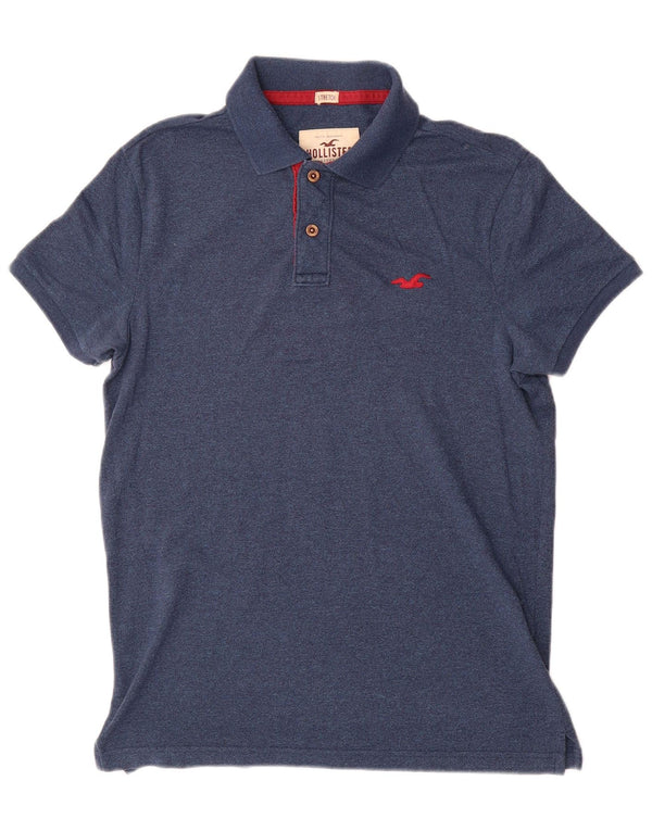 Camisa polo masculina Hollister pequena algodão azul marinho