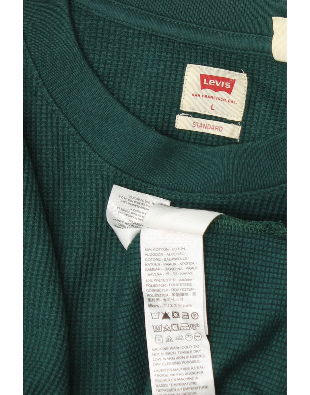 Levi's Mens Standard Top Manga Longa Grande Algodão Verde