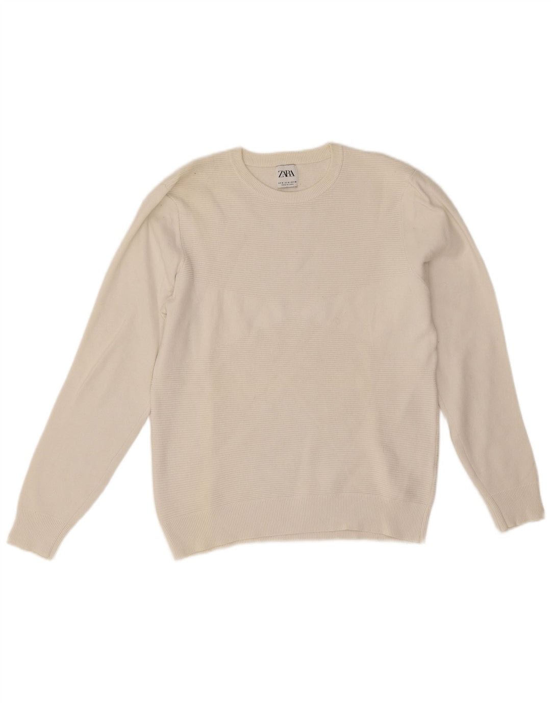 Zara Suéter masculino com gola redonda, algodão branco médio
