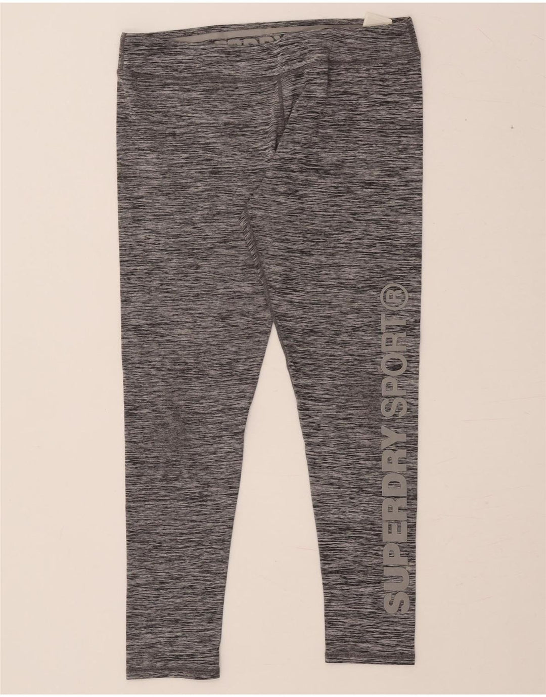 Leggings gráficas femininas SUPERDRY UK 14 poliéster manchado cinza grande