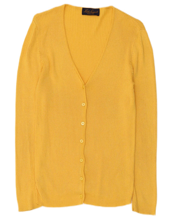 Suéter cardigã feminino Luisa Spagnoli Reino Unido 8 pequeno algodão amarelo