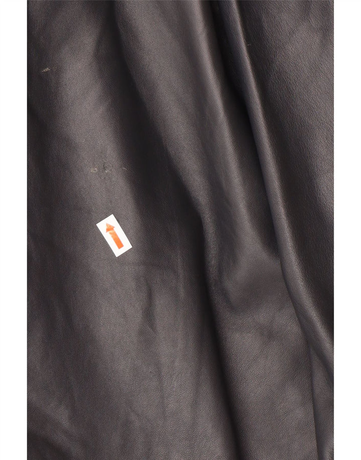 Casaco de couro superdimensionado feminino vintage IT 44 médio couro preto clássico