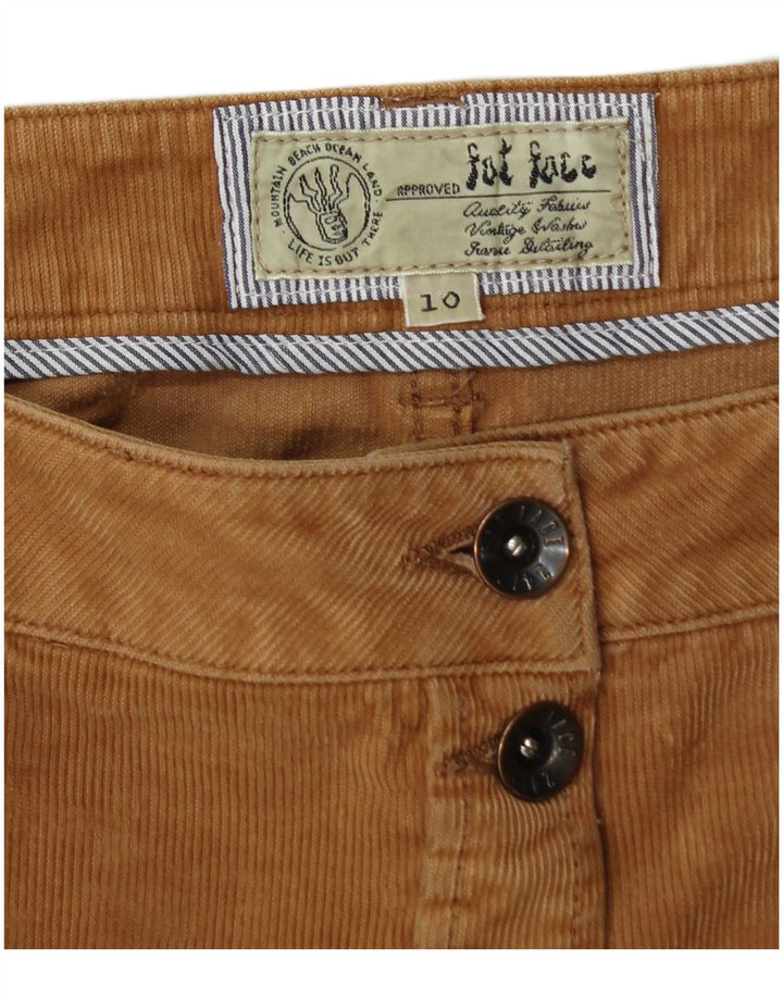 Saia feminina de veludo FAT FACE UK 10 pequena W30 algodão bege