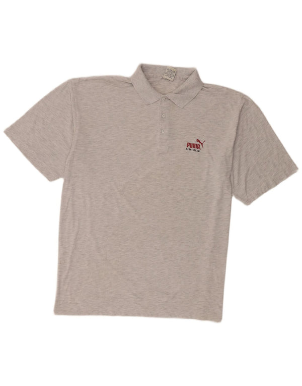 Camisa polo masculina Puma grande poliéster manchado cinza