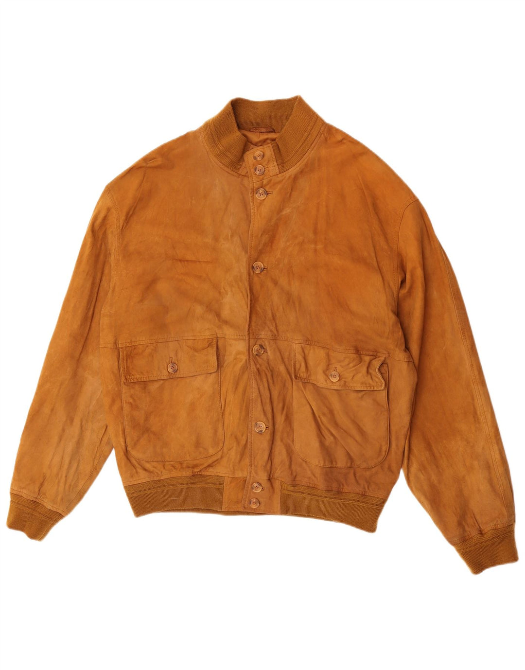 Jaqueta bomber masculina de camurça com folhas verdes IT 54 2XL couro bege