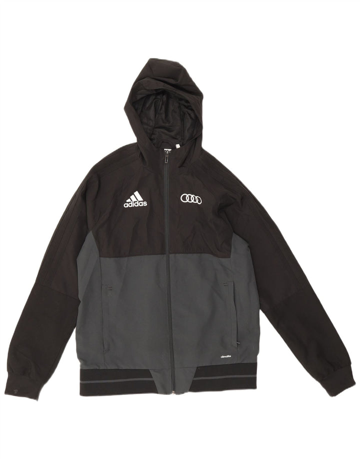 Jaqueta de chuva com capuz Adidas meninos 13-14 anos preto colorblock poliéster