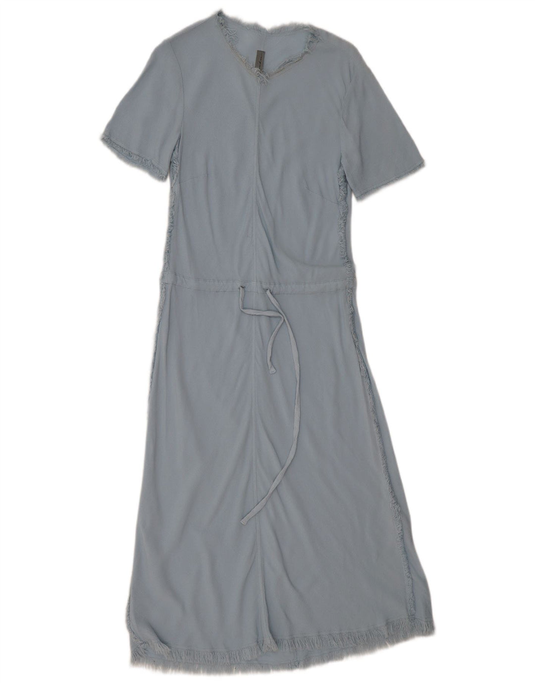 Vestido maxi feminino VINTAGE de mangas curtas UK 12 azul médio
