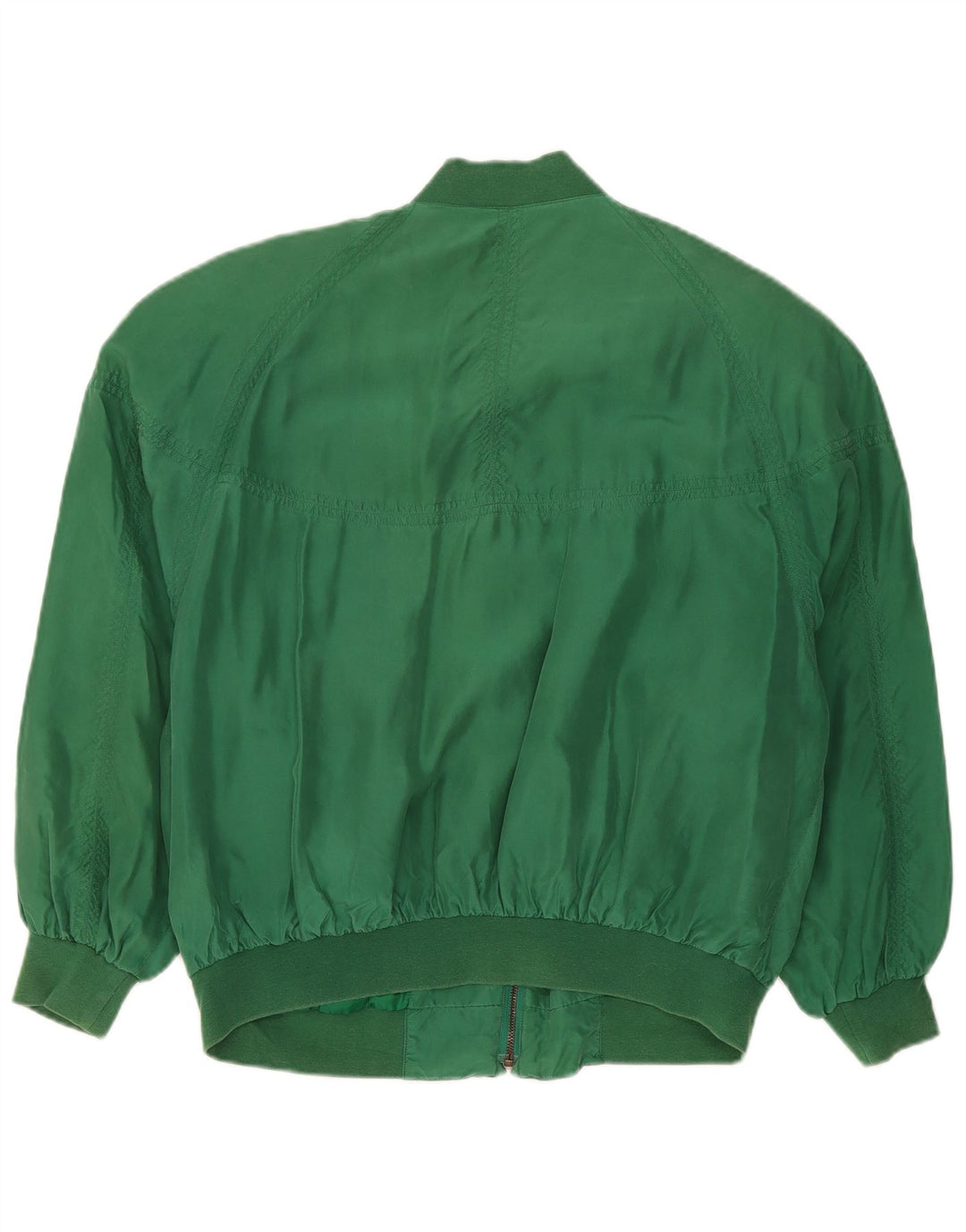 Jaqueta bomber masculina vintage com ajuste solto Reino Unido 36 seda verde pequena