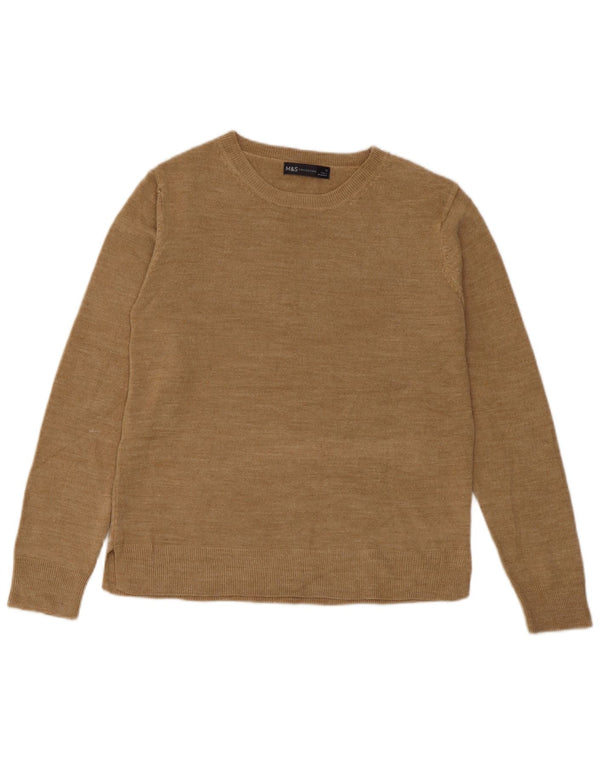 Suéter feminino Marks & Spencer com gola canoa e acrílico 12 médio bege