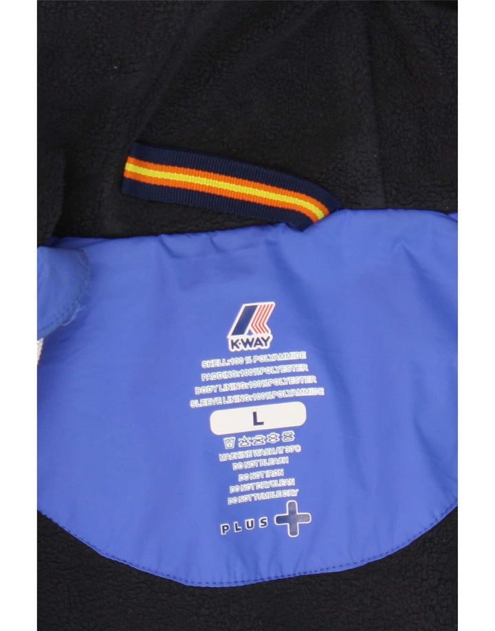 Jaqueta corta-vento masculina com capuz K-Way UK 40 grande azul poliamida