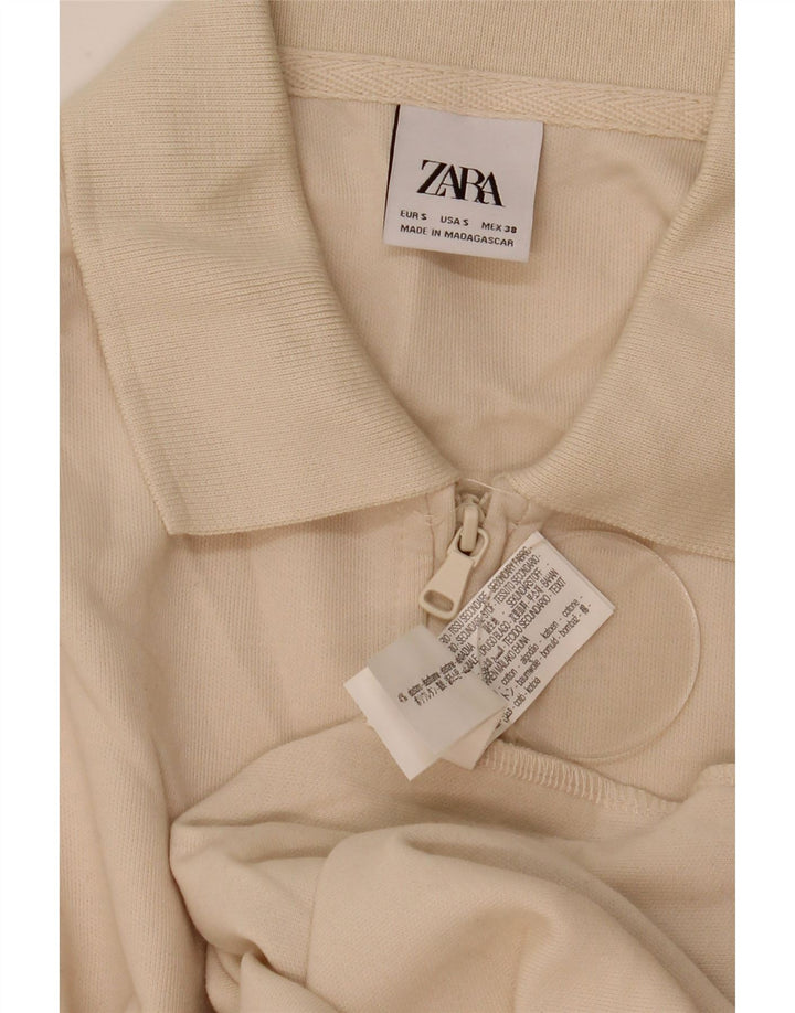 Zara Suéter masculino com gola polo e pequeno algodão branco