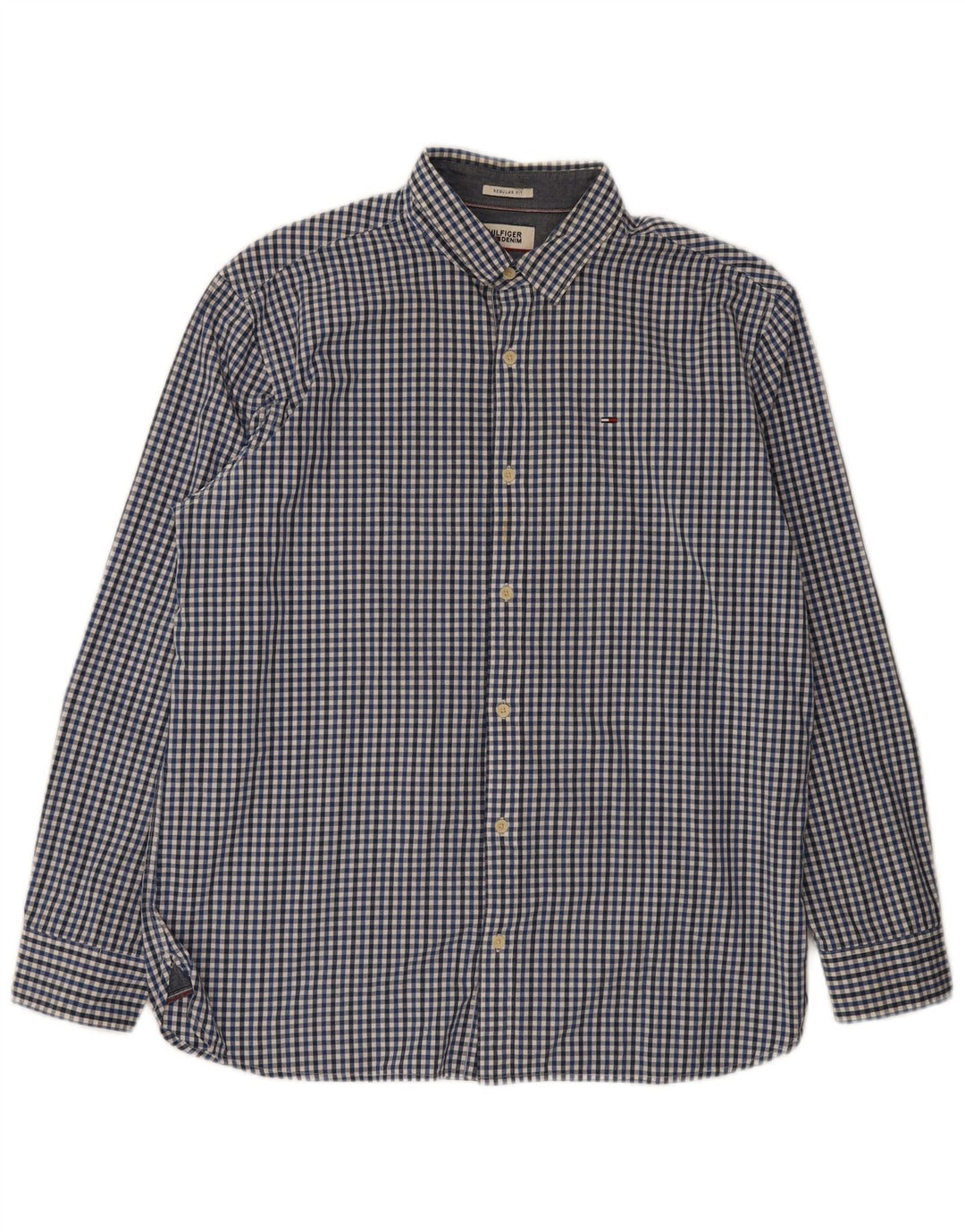 Camisa masculina Tommy Hilfiger Regular Fit XL azul algodão guingão
