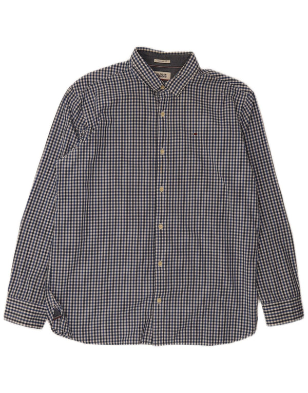 Camisa masculina Tommy Hilfiger Regular Fit XL azul algodão guingão