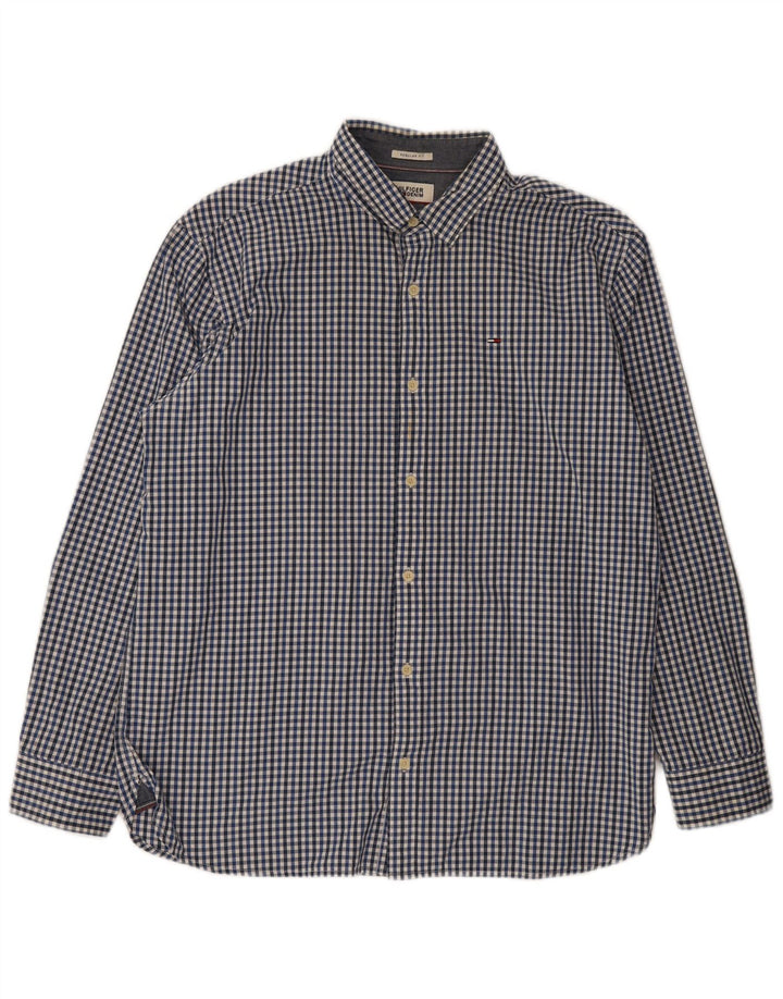 Camisa masculina Tommy Hilfiger Regular Fit XL azul algodão guingão