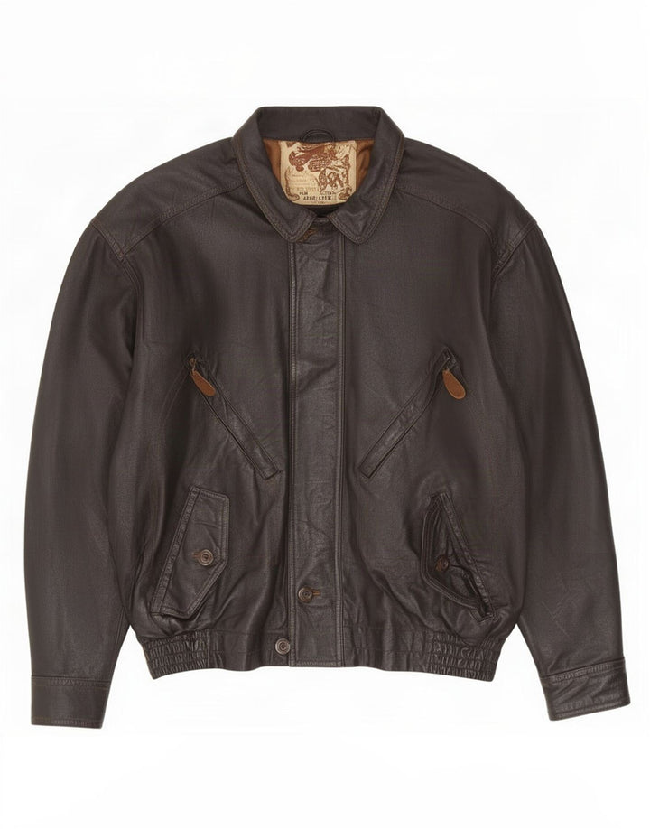 Jaqueta de couro masculina Creation EU 48/50 médio preto