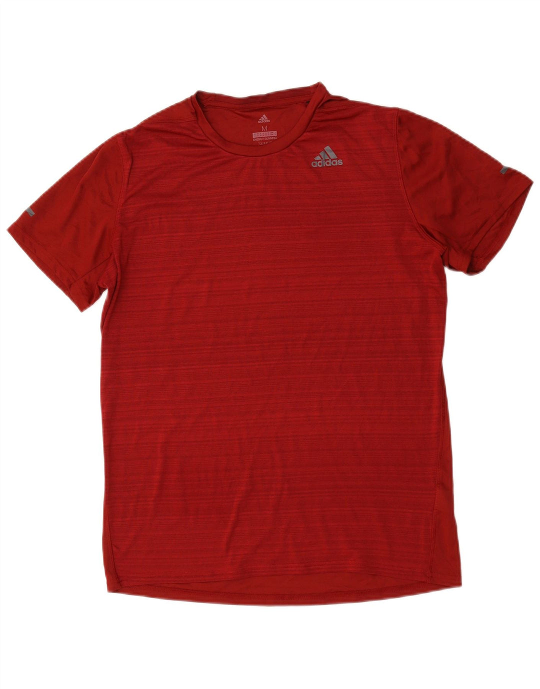 Adidas Mens Climalite Camiseta Top Médio Listrado Vermelho Poliéster