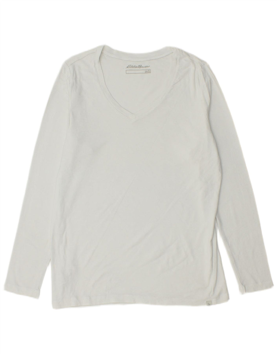 EDDIE BAUER Top feminino manga comprida UK 18 XL algodão branco