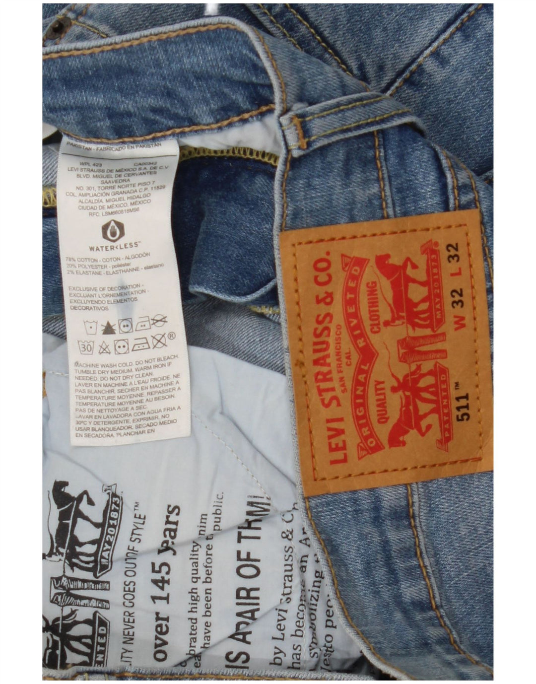 Levi's Masculino 511 Slim Jeans W32 L32 Azul Algodão