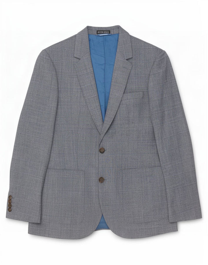 Jaqueta blazer masculina de 2 botões Marks & Spencer Reino Unido 38 xadrez azul médio