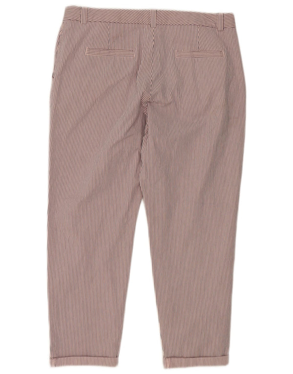 Calças cortadas femininas Marks & Spencer UK 14 grandes W34 L25 listradas rosa
