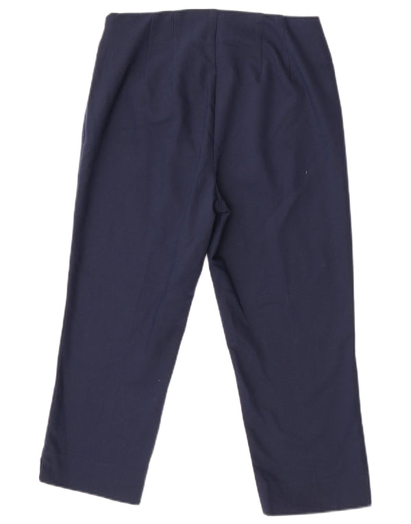 Calça feminina Capri US 6 médio W27 L21 poliéster azul marinho