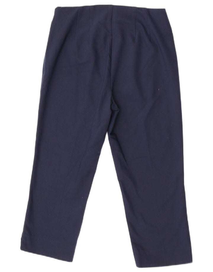 Calça feminina Capri US 6 médio W27 L21 poliéster azul marinho