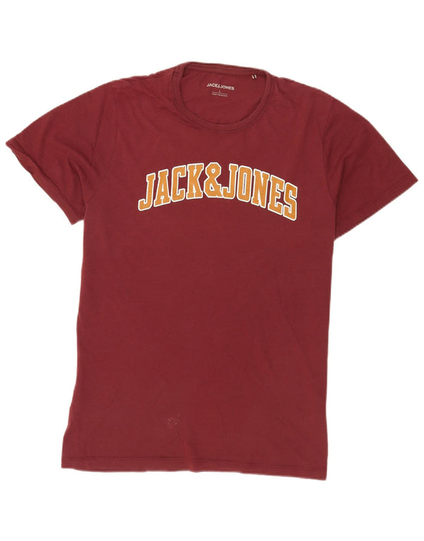 Camiseta gráfica masculina Jack & Jones grande algodão Borgonha