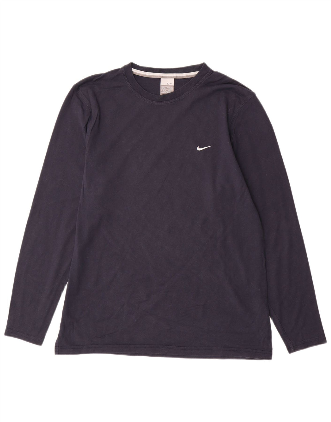 NIKE Masculino Top Manga Longa UK 39/41 Médio Azul Marinho Algodão
