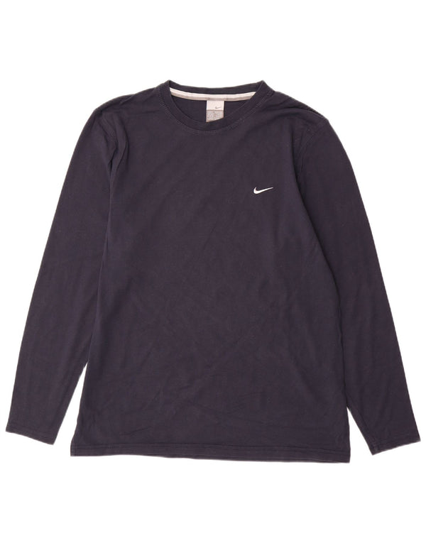 NIKE Mens Top Long Sleeve UK 39/41 Medium Navy Blue Cotton