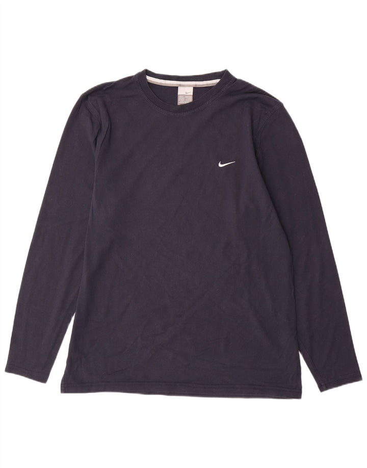 NIKE Masculino Top Manga Longa UK 39/41 Médio Azul Marinho Algodão