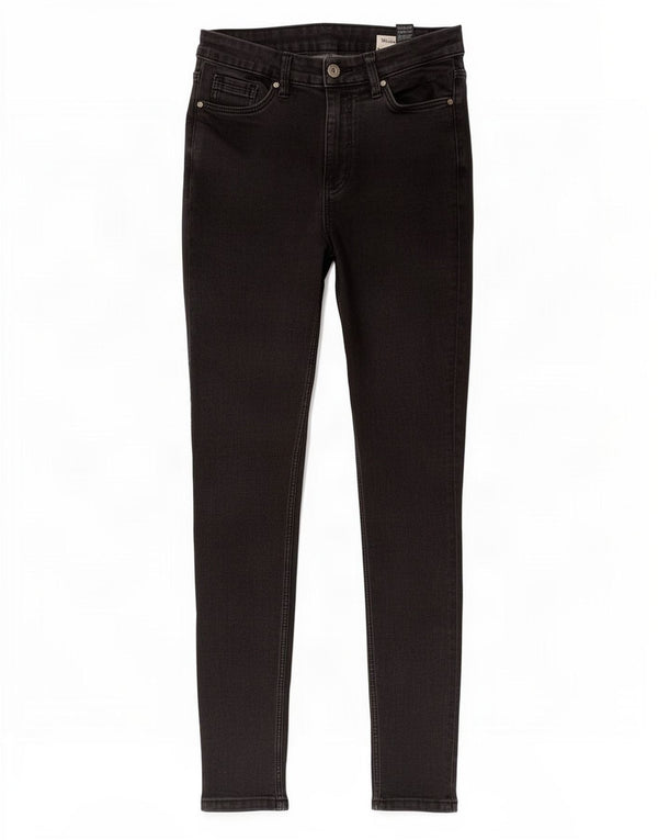 Calça jeans feminina Marks & Spencer The Ivy Skinny UK 10 pequena W28 L26 preta