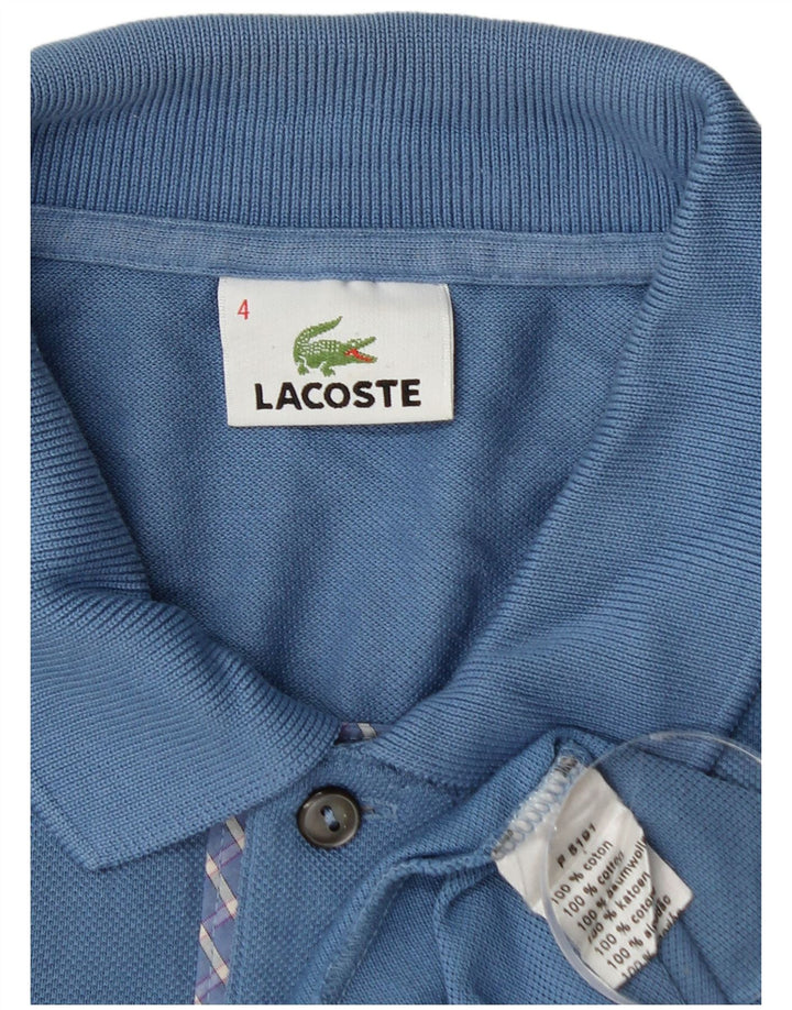 Camisa polo masculina Lacoste tamanho 4 algodão azul médio