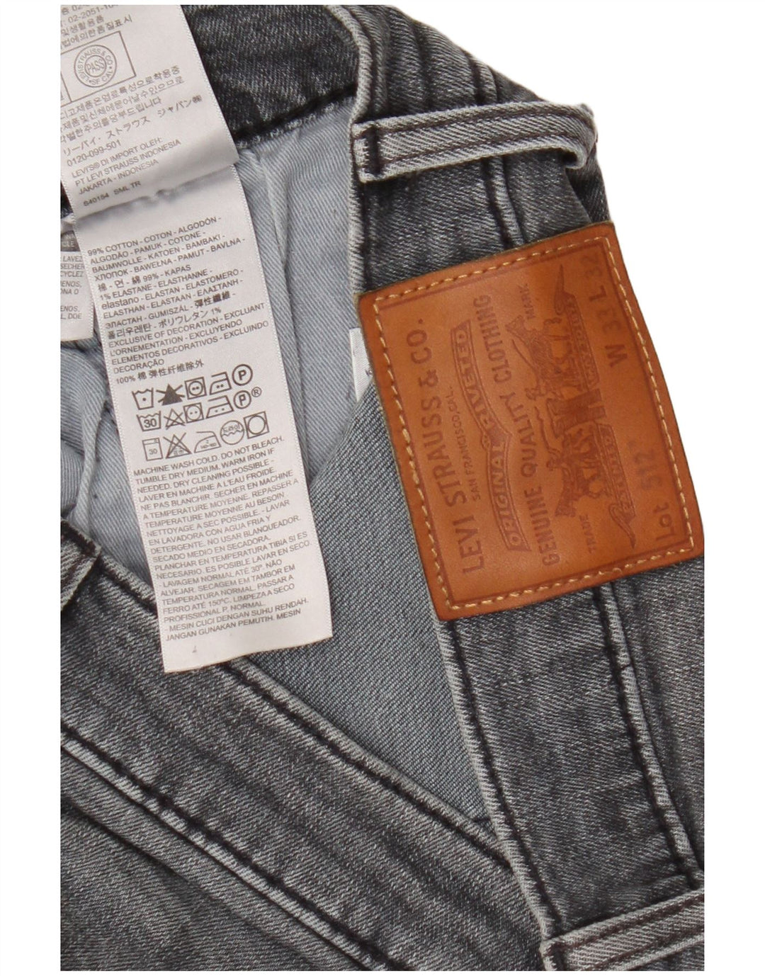 Calça jeans masculina Levi's 512 Slim Tapered W33 L32 cinza algodão
