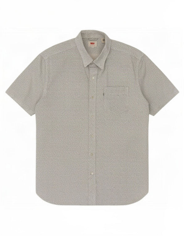 Camisa masculina Levi's Abstract Pattern de manga curta de algodão branco médio