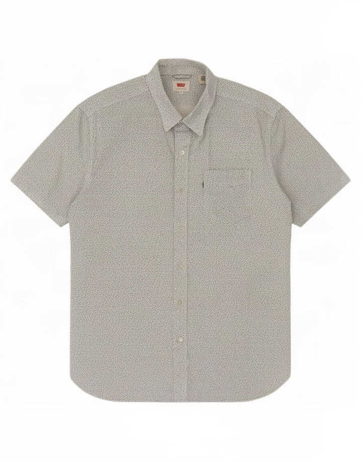 Camisa masculina Levi's Abstract Pattern de manga curta de algodão branco médio