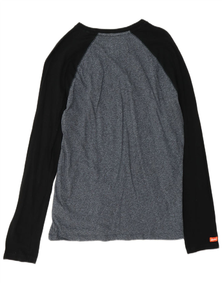 Top masculino Superdry manga comprida médio algodão manchado azul marinho