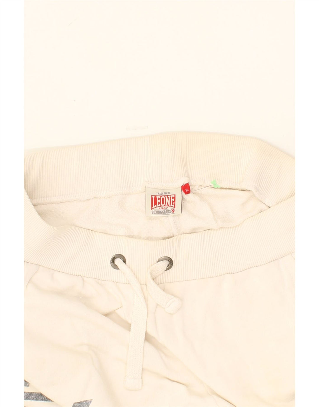 LEONE Mens Graphic Sport Shorts XL  Off White Cotton Vintage Leone and Second-Hand Leone from Messina Hembry 