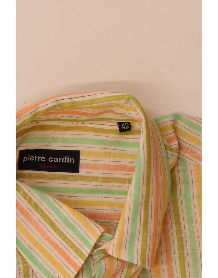 Camisa masculina de manga curta Pierre Cardin tamanho 42 grande listrado multicolorido